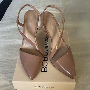 BCBGeneration Nude Patent Heels